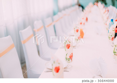 Decorative White Mantles And Colored Ribbons On Decorative White Mantles And Colored Ribbons On 30844000