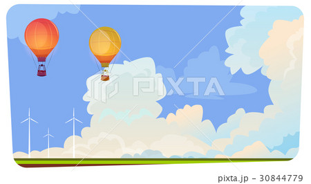 Colorful Air Balloons Flying In Sky Over Summer 30844779