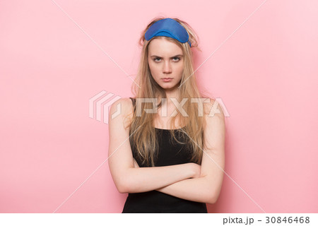 Angry sad sleepy woman just woke up Angry sad sleepy woman just woke up 30846468
