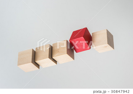 float wood cube on grey background float wood cube on grey background 30847942
