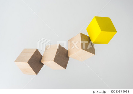 float wood cube on grey background float wood cube on grey background 30847943