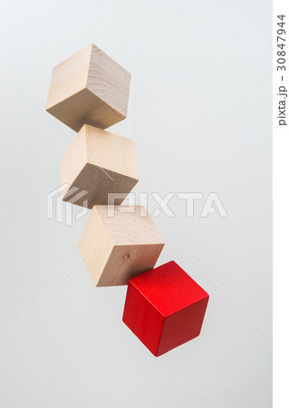 float wood cube on grey background float wood cube on grey background 30847944