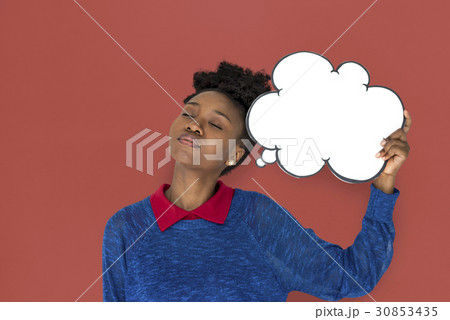 African Woman with Speech Buble Thinking of Something African Woman with Speech Buble Thinking of Something 30853435