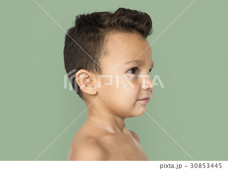 Little Boy Bare Chest Smiling Side Little Boy Bare Chest Smiling Side 30853445