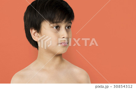 Young Boy with Serene Face Expression Studio Portrait Young Boy with Serene Face Expression Studio Portrait 30854312