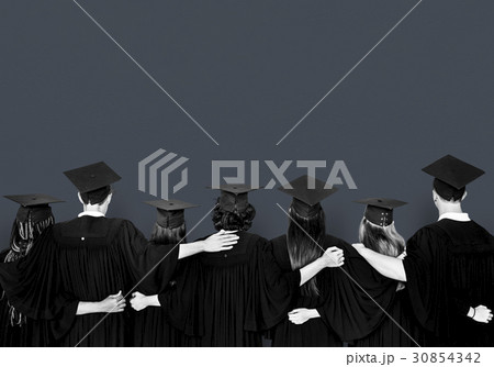 Backside View of Diverse Group Of Students Hugging Each Other 30854342