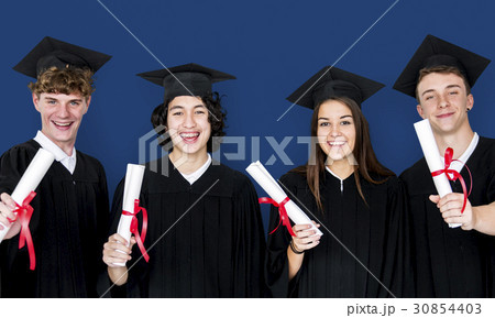 Diverse Group Of Students Holding Diploma Diverse Group Of Students Holding Diploma 30854403