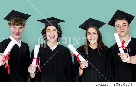 Diverse Group Of Students Holding Diploma Diverse Group Of Students Holding Diploma 30854573