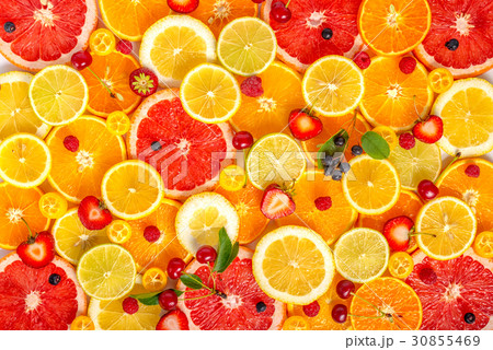 top view of fresh trendy seamless pattern sliced 30855469