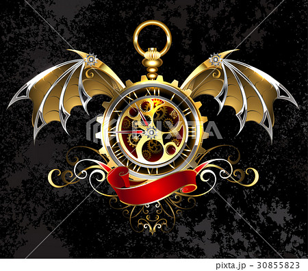 Clock with dragon wings 30855823