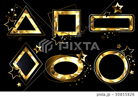 Set of polygonal golden banners Set of polygonal golden banners 30855826