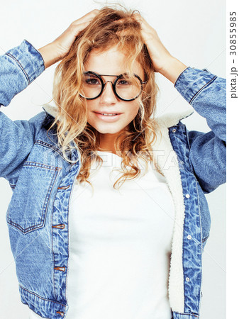 young pretty teenage hipster girl posing emotional 30855985