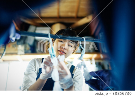 絞り染めを習う女性 絞り染めを習う女性 30856730