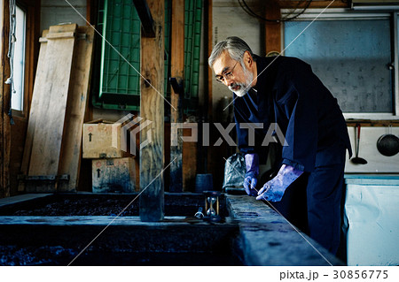 染物職人 男性の写真素材