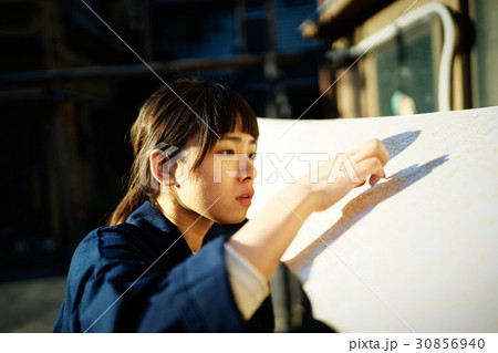 藍染　手捺染　女性 30856940