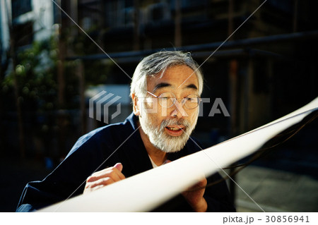 藍染 手捺染 乾燥 藍染 手捺染 乾燥 30856941