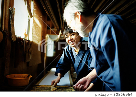 藍染　手捺染　職人 30856964