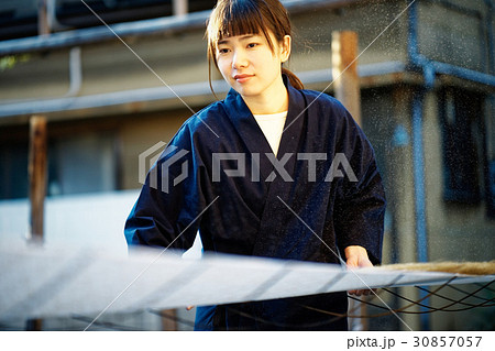 藍染 手捺染 女性 藍染 手捺染 女性 30857057