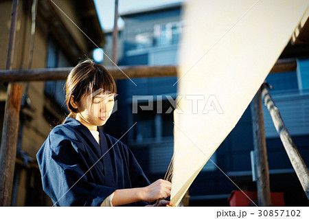 藍染 手捺染 女性 藍染 手捺染 女性 30857102