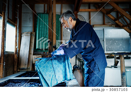 藍染　手捺染　染色　男性 30857103