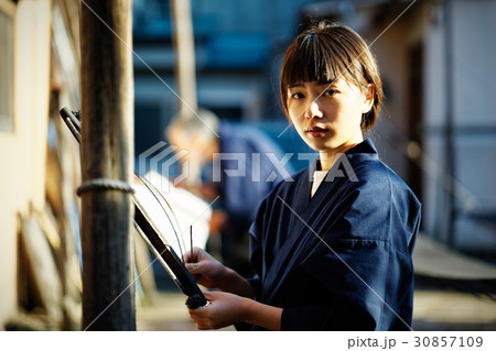 藍染 手捺染 女性 藍染 手捺染 女性 30857109