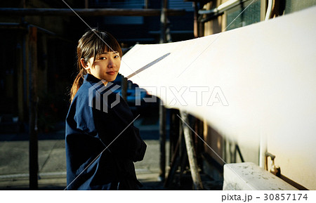 藍染　手捺染　女性 30857174