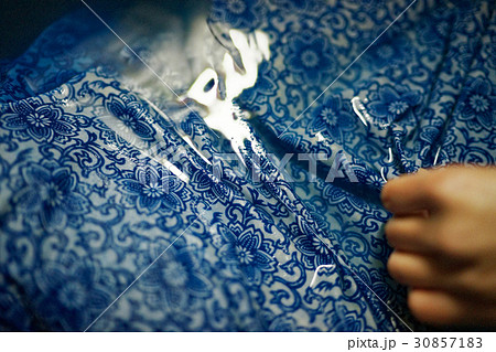 藍染　手捺染　洗い 30857183