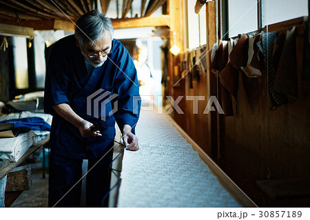 藍染　手捺染　染色　準備 30857189