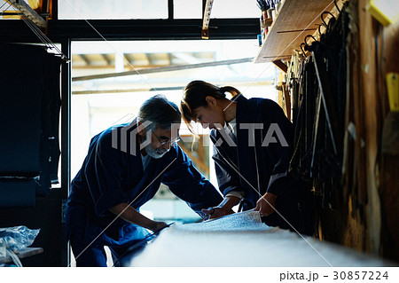 藍染　手捺染　染色　職人 30857224