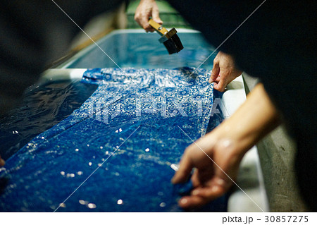 藍染 手捺染 洗い 藍染 手捺染 洗い 30857275