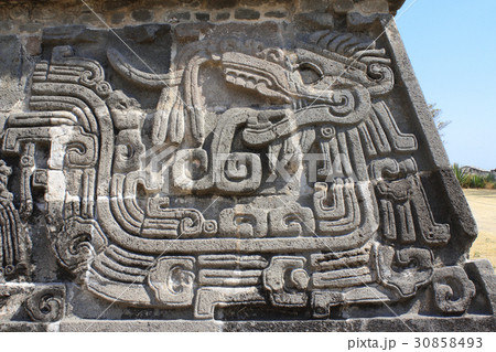 Bas-relief carving Quetzalcoatl, Xochicalco Mexico 30858493