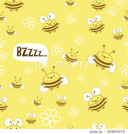 Pattern of bees and flowers 30860059