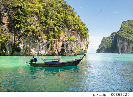 Sea with longtail boat at Phuket, Thailand. 30862226