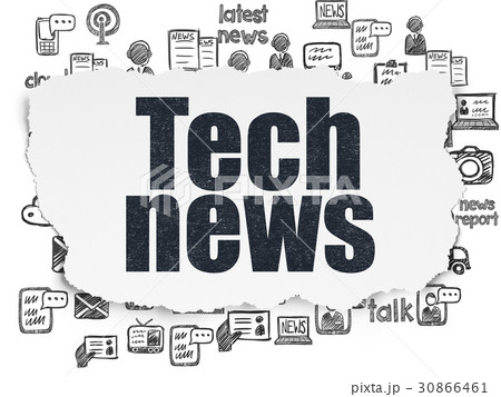 News concept: Tech News on Torn Paper background 30866461