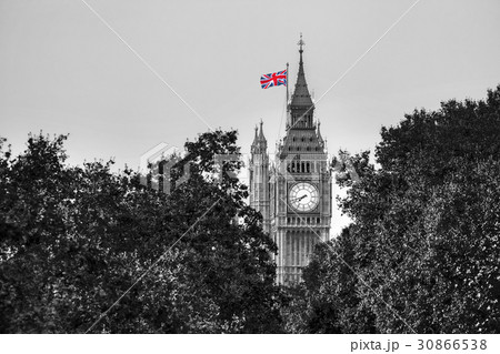 Big Ben clock against trees in London, England, UK 30866538