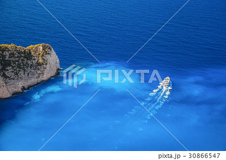 Zakynthos island with tourist boat in Greece 30866547