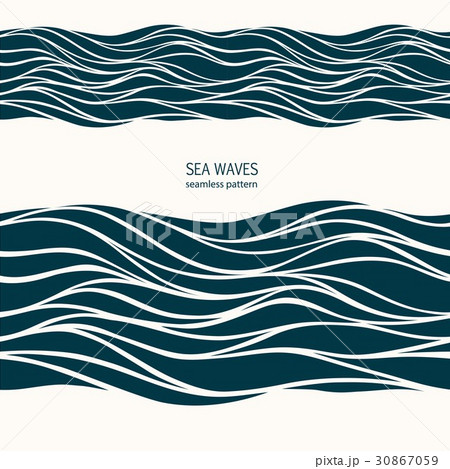 Marine seamless pattern with stylized blue waves Marine seamless pattern with stylized blue waves 30867059