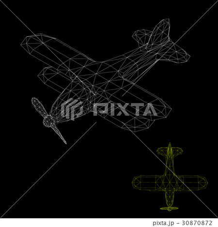 Polygonal retro plane. Isolated on black.  30870872