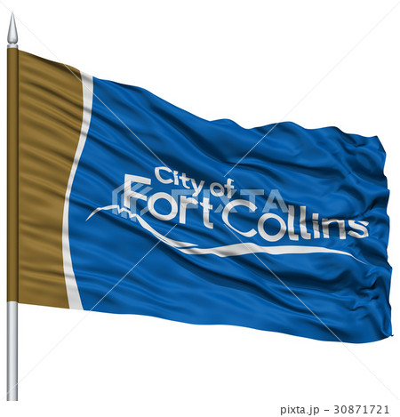 Fort Collins City Flag on Flagpole, USA Fort Collins City Flag on Flagpole, USA 30871721