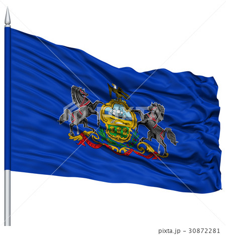 Isolated Pennsylvania Flag on Flagpole, USA state Isolated Pennsylvania Flag on Flagpole, USA state 30872281
