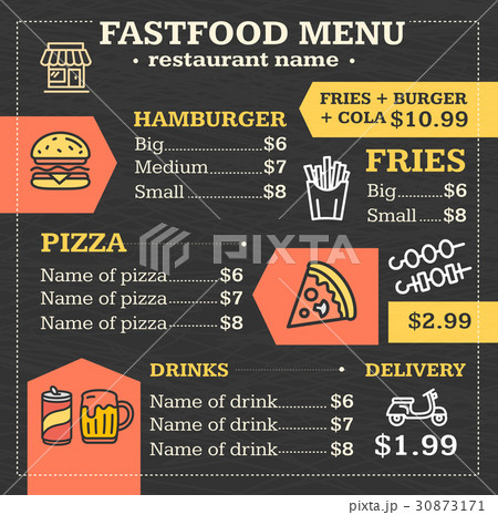 Fastfood Menu for Restaurant or Cafe Poster Fastfood Menu for Restaurant or Cafe Poster 30873171