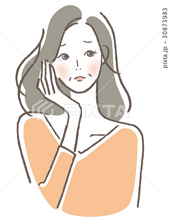 悩む女性　中年 30873983