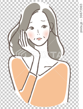 悩む女性　中年 30873983