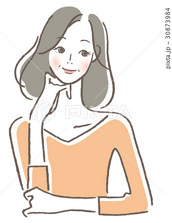微笑む女性　中年 30873984