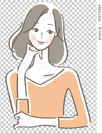 微笑む女性　中年 30873984
