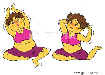 ダイエットヨガをする女性のセット 30879930