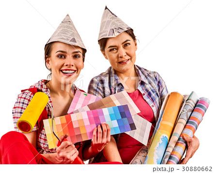 Repair home women holding Bank with paint for 30880662