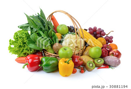 vegetables and fruits on white background vegetables and fruits on white background 30881194