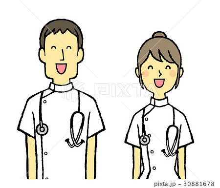 白衣の若い男女 看護師 聴診器のイラスト素材