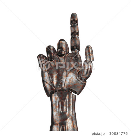 The old robot arm is scratched. 3d rendering. On a The old robot arm is scratched. 3d rendering. On a 30884776